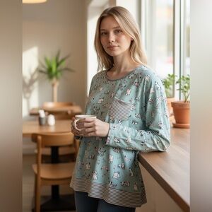 CUDDL DUDS SHIRT TAB UP SLEEVES DOG PRINT 3X